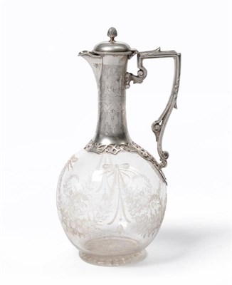 Lot 1096 - A Victorian Silver Mounted Claret Jug, W & G Sissons, Sheffield 1867, of globular form with...