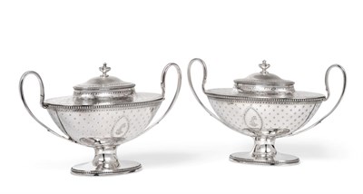 Lot 154 - A Pair of George III Silver Twin-Handled Sauce Tureens and Covers, Robert Hennell, London 1783,...