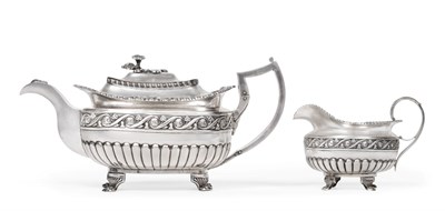 Lot 167 - A George IV Irish Silver Teapot and Jug, James Scott, Dublin 1822/25, the teapot also marked...