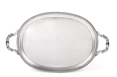 Lot 168 - A George III Silver Twin-Handled Tray, John Houle, London 1816, oval with gadroon border and...