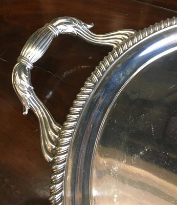 Lot 168 - A George III Silver Twin-Handled Tray, John Houle, London 1816, oval with gadroon border and...