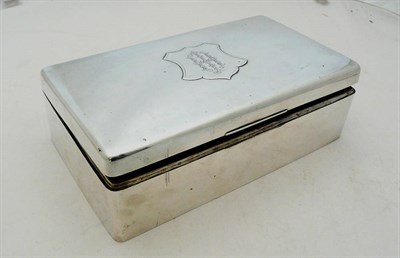 Lot 1099 - A Victorian Silver Cigar Box, maker's mark worn, Birmingham 1896, plain rectangular with...