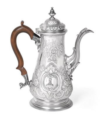 Lot 178 - A George II Silver Coffee Pot, marks rubbed, London, circa 1755, tapering form with tucked in base