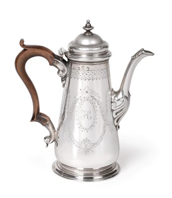 Lot 179 - A George II Silver Coffee Pot, maker's mark rubbed, probably Thomas Whipham, London 1746,...