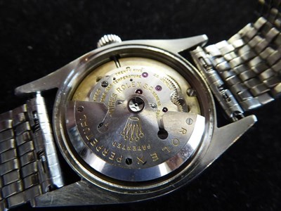 Lot 203 - A Stainless Steel Automatic Centre Seconds Wristwatch, signed Rolex, Oyster Perpetual,...