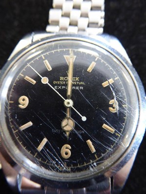 Lot 218 - A Rare Stainless Steel Automatic Centre Seconds Wristwatch, signed Rolex, Oyster Perpetual,...