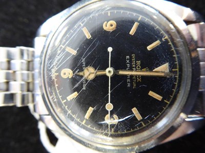 Lot 218 - A Rare Stainless Steel Automatic Centre Seconds Wristwatch, signed Rolex, Oyster Perpetual,...