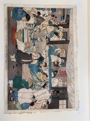Lot 226 - Elizabeth Keith (1887-1956)  ''Country Wedding Feast, Korea'' 1921 Signed and inscribed, woodblock