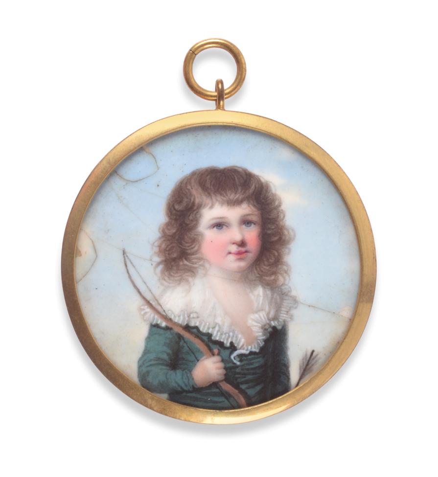 Lot 335 - ~ Manner of Horace Hone (late 18th century)  Portrait of a young Toxophilite in a green coat Enamel