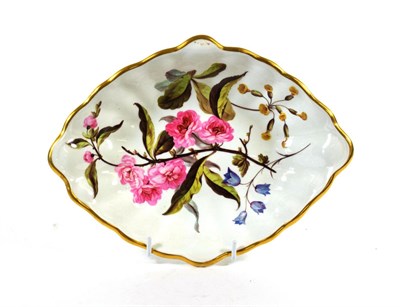Lot 528 - A Derby Porcelain Fluted Oval Dessert Dish, painted in the manner of William ''Quaker'' Pegg, circa