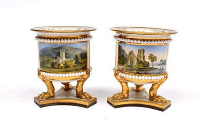 Lot 529 - ~ A Pair of Flight, Barr & Barr Worcester Porcelain Named View Campana Vases, circa 1820,...