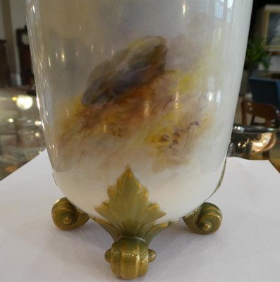 Lot 535 - A Royal Worcester Porcelain Vase, painted by Harry Stinton, circa 1910, of rounded cylindrical form