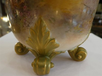 Lot 535 - A Royal Worcester Porcelain Vase, painted by Harry Stinton, circa 1910, of rounded cylindrical form