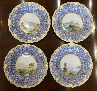 Lot 537 - A Royal Worcester Porcelain Dessert Service, painted by Harry Davis, 1902, with lakeland scenes...