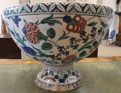 Lot 539 - A Cantagalli Faience Bowl, circa 1900, painted in Isnik style with stylised tulips and other...