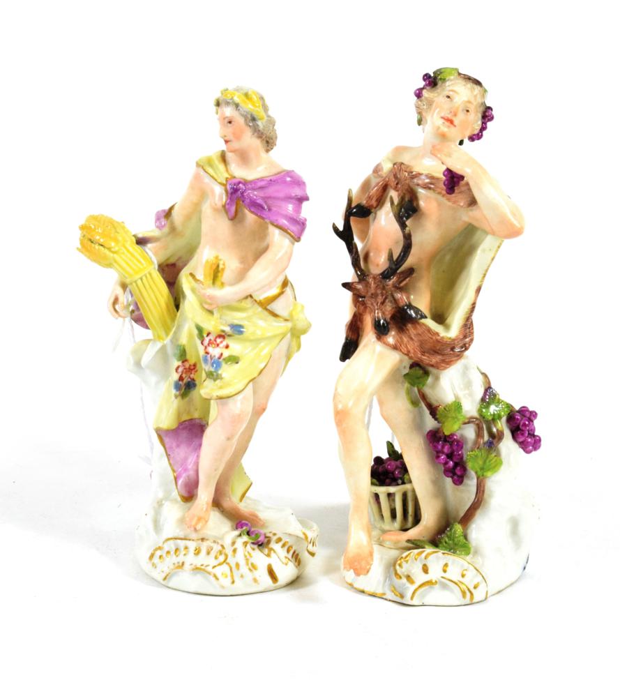 Lot 540 - A Pair of Meissen Porcelain Figures of The Seasons, circa 1755, Summer as a classical youth holding