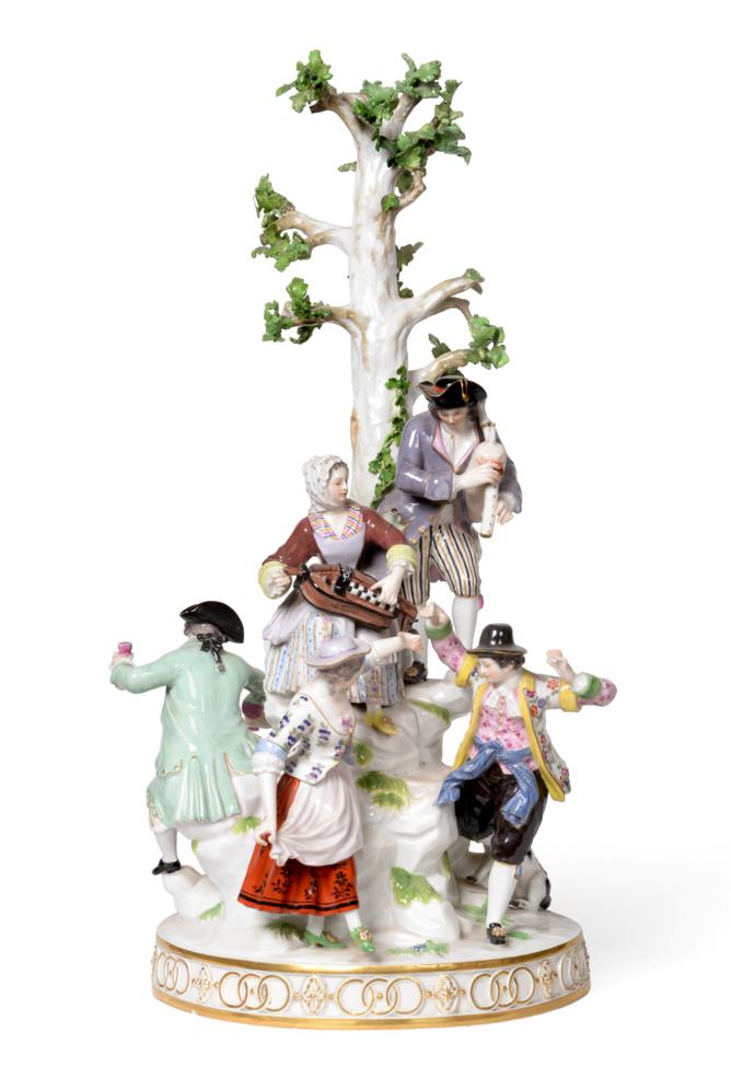 Lot 542 - A Meissen Porcelain Figure Group, late 19th century, modelled as peasants in 18th century...
