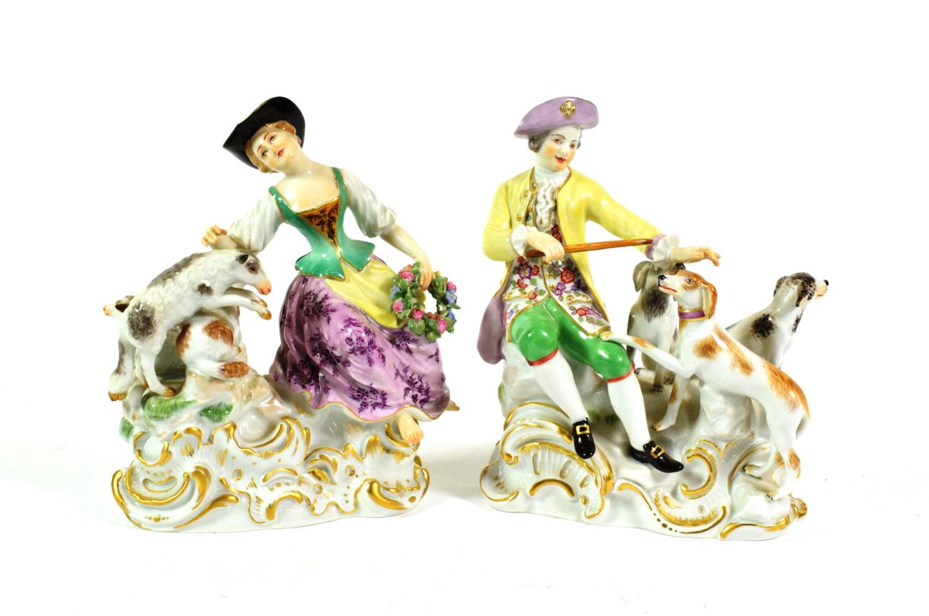 Lot 543 - A Pair of Meissen Porcelain Figures of a Shepherd and Shepherdess, late 19th/early 20th...