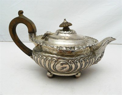 Lot 1124 - A George III Bachelor's Teapot, Simon Harris, London 1815, of semi-wrythen fluted squat...