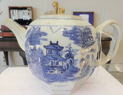 Lot 567 - ~ A Chinese Porcelain Teapot and Cover, Qianlong, of hexagonal baluster form with gilt dog knop and