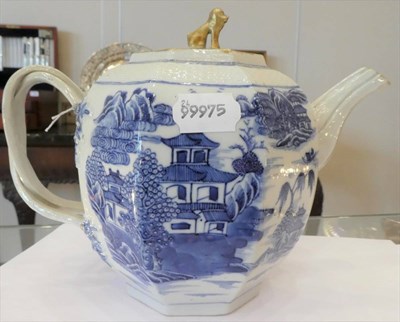 Lot 567 - ~ A Chinese Porcelain Teapot and Cover, Qianlong, of hexagonal baluster form with gilt dog knop and
