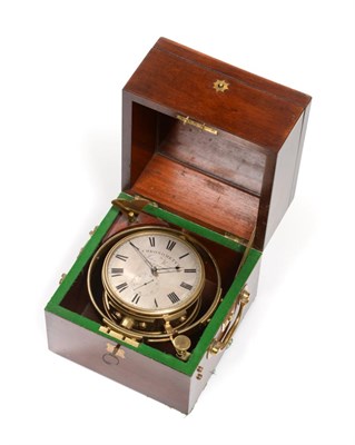 Lot 638 - A Mahogany Two Day Marine Chronometer, signed John Wood, Liverpool, No.147, 19th century, three...