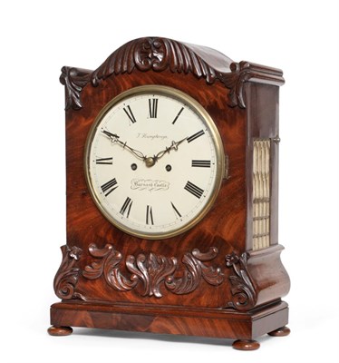 Lot 641 - ~ A Mahogany Striking Table Clock, signed T.Humphreys, Barnard Castle, circa 1840, arched pediment