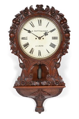 Lot 646 - ~ A Drop Dial Striking Wall Clock, signed W.Potts & Sons, Leeds, late 19th century, elaborately...