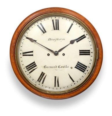 Lot 647 - ~ A Mahogany Striking Wall Clock, signed Humphreys, Barnard Castle, circa 1840, side doors and...