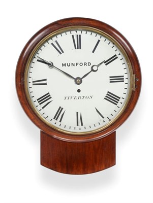 Lot 648 - A Mahogany Drop Dial Wall Timepiece, signed Munford, Tiverton, circa 1890, side and bottom...