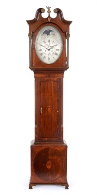 Lot 649 - ~ An Oak and Mahogany Oval Shaped Dial Eight Day Longcase Clock with Windmill Automata, signed...