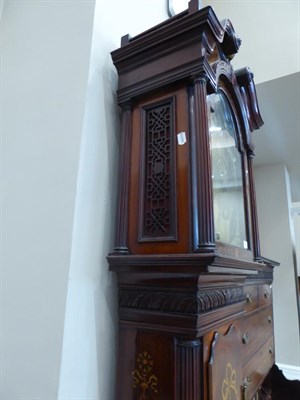 Lot 652 - ~ A Mahogany Eight Day Longcase Clock, signed John Wyke, Liverpool, circa 1780, swan neck pediment