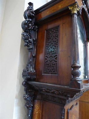Lot 656 - An Impressive Inlaid Carved Chiming Longcase Clock, signed John Lewis, London, circa 1900, swan...