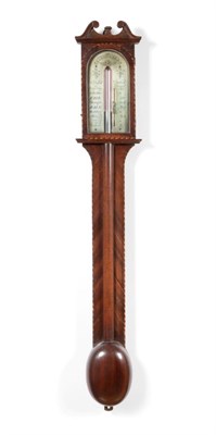Lot 657 - A Good Mahogany Inlaid Stick Barometer, signed Jno Russell, Falkirk, circa 1790, concealed...