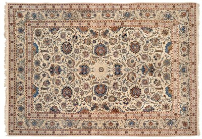 Lot 664 - Kashan Carpet  Central Iran, circa 1950 The cream ground with an all over design of large palmettes