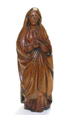 Lot 696 - A Carved Pine Colonial Spanish Figure, 17th century, modelled as Mater Dolorosa, with traces of...