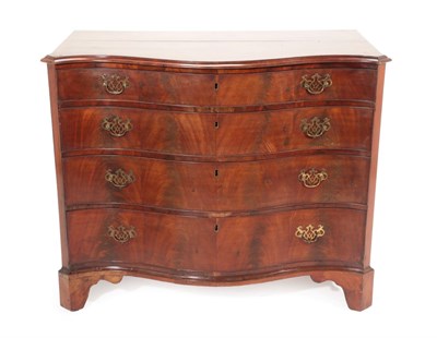 Lot 711 - A George III Mahogany and Barber's Pole Strung Serpentine Front Chest of Drawers, late 18th...