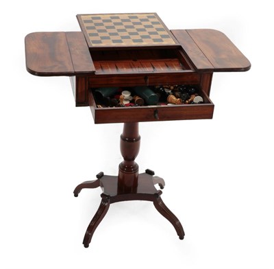 Lot 718 - A Regency Mahogany and Ebony Strung Pedestal Gaming Table, early 19th century, the sliding...
