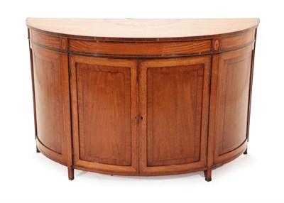 Lot 725 - A George III Satinwood and Rosewood Crossbanded Demi-Lune Commode, late 18th century, the top...