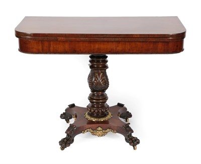 Lot 733 - A Regency Rosewood, Boxwood Strung and Gilt Metal Mounted Foldover Tea Table, early 19th...