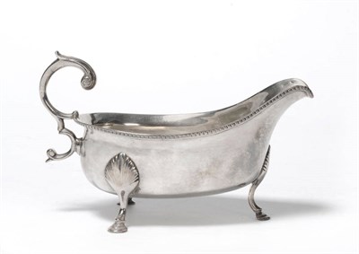 Lot 1141 - A George III Irish Provincial Sauceboat, Carden Terry, Cork, circa 1780, of plain bellied form with