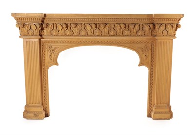Lot 736 - An Impressive Victorian Carved Fire Surround, late 19th century, of breakfront form, the...