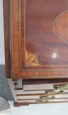 Lot 738 - A George III Mahogany, Satinwood and Marquetry Inlaid Bureau Bookcase, late 18th century, the...