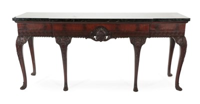 Lot 739 - A George II Style Irish Serving Table, of breakfront form with green marble top above a Greek...