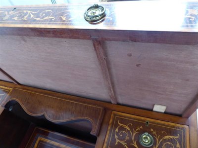 Lot 750 - A Late Victorian Mahogany, Satinwood Banded, Ebony Strung and Marquetry Inlaid Kneehole Desk,...