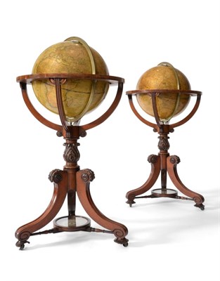 Lot 754 - A Pair of 15 Inch English Library Globes, G A & J Cary, 1820 and 1842, the stands possibly by...