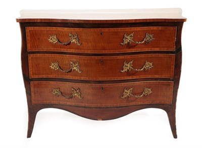 Lot 761 - ~ A George III Maplewood, Rosewood Crossbanded, Boxwood and Ebony Strung Serpentine Shaped Commode