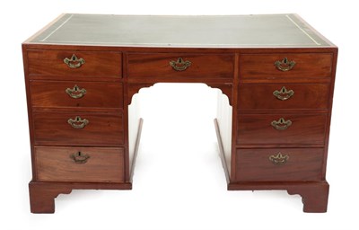 Lot 763 - ~ A Late George III Mahogany Partners' Desk, early 19th century, the green and gilt leather writing