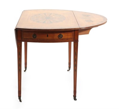 Lot 770 - A George III Satinwood, Rosewood Crossbanded and Polychrome Decorated Pembroke Table, with two drop