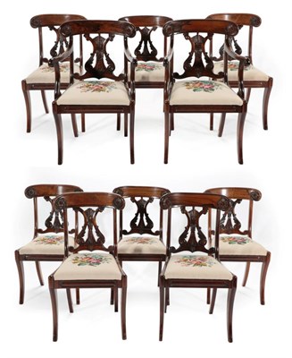 Lot 781 - A Set of Ten Regency Rosewood Dining Chairs, early 19th century, including two carvers, with curved